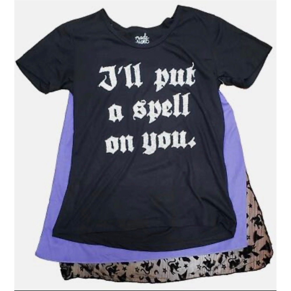 Hocus Pocus I'll Put A Spell On You NEW Witchy Mesh Layered Tee XL Black